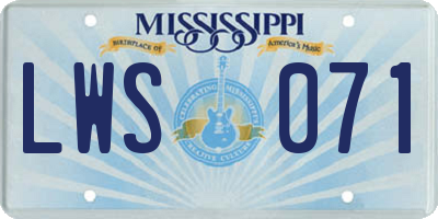 MS license plate LWS071