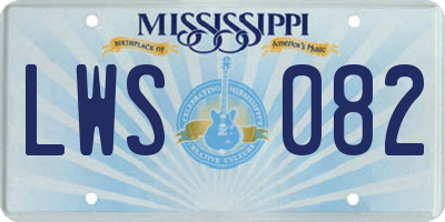 MS license plate LWS082