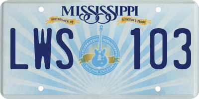 MS license plate LWS103