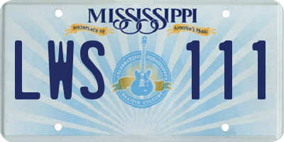 MS license plate LWS111