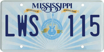 MS license plate LWS115