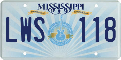 MS license plate LWS118