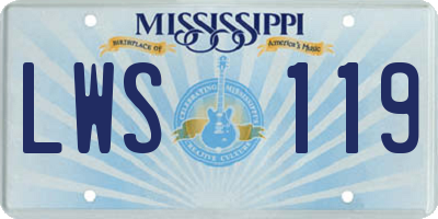 MS license plate LWS119