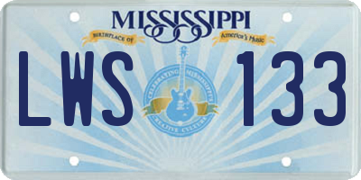 MS license plate LWS133