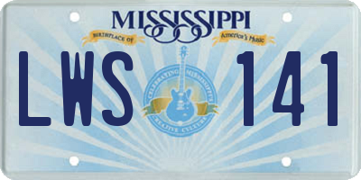 MS license plate LWS141