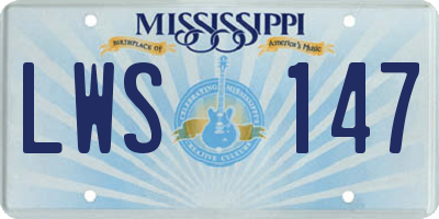 MS license plate LWS147