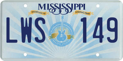 MS license plate LWS149