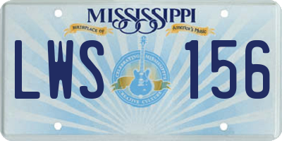 MS license plate LWS156