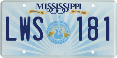 MS license plate LWS181