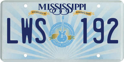 MS license plate LWS192