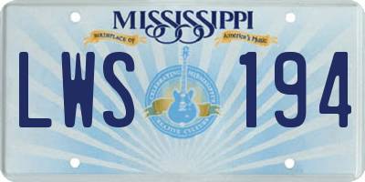 MS license plate LWS194