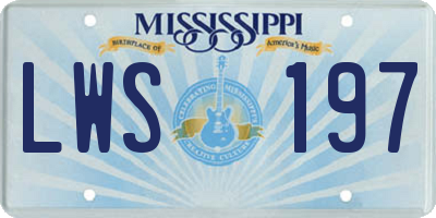 MS license plate LWS197