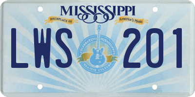 MS license plate LWS201