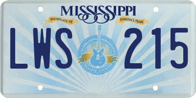 MS license plate LWS215