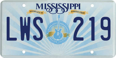 MS license plate LWS219