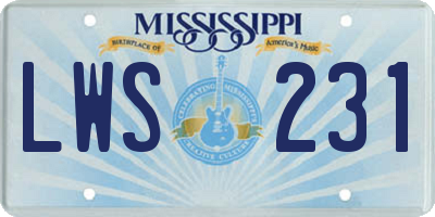 MS license plate LWS231