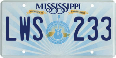 MS license plate LWS233