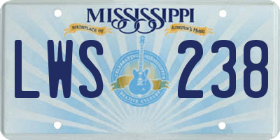MS license plate LWS238