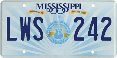 MS license plate LWS242