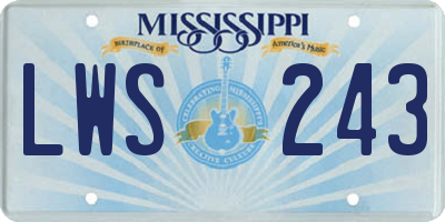 MS license plate LWS243