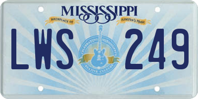 MS license plate LWS249