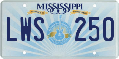 MS license plate LWS250