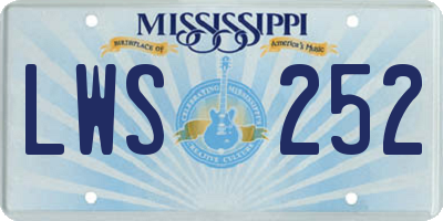 MS license plate LWS252