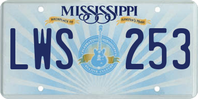 MS license plate LWS253