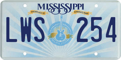 MS license plate LWS254