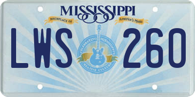 MS license plate LWS260
