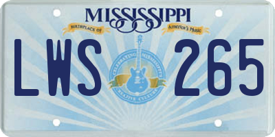 MS license plate LWS265