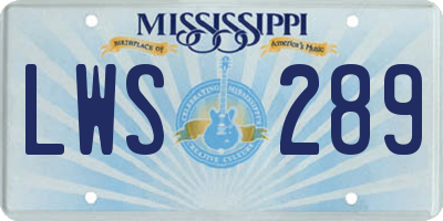 MS license plate LWS289