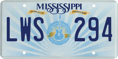 MS license plate LWS294