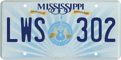 MS license plate LWS302