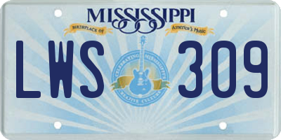 MS license plate LWS309