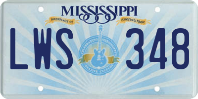 MS license plate LWS348