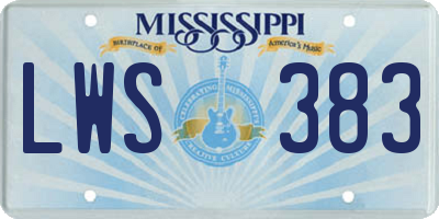MS license plate LWS383