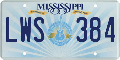 MS license plate LWS384