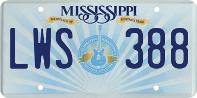 MS license plate LWS388