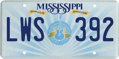 MS license plate LWS392
