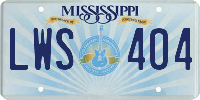 MS license plate LWS404