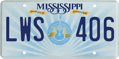 MS license plate LWS406
