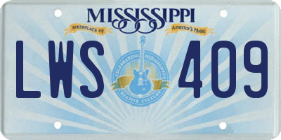 MS license plate LWS409