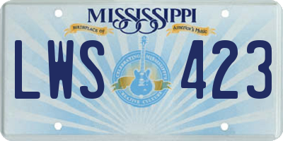 MS license plate LWS423