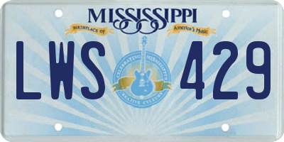 MS license plate LWS429