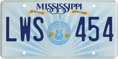 MS license plate LWS454
