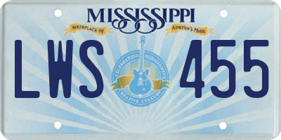 MS license plate LWS455