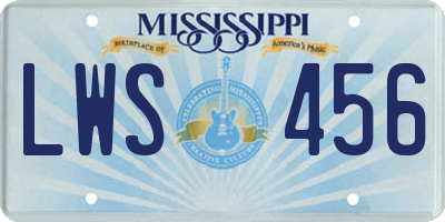 MS license plate LWS456