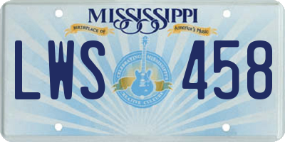 MS license plate LWS458