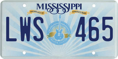 MS license plate LWS465